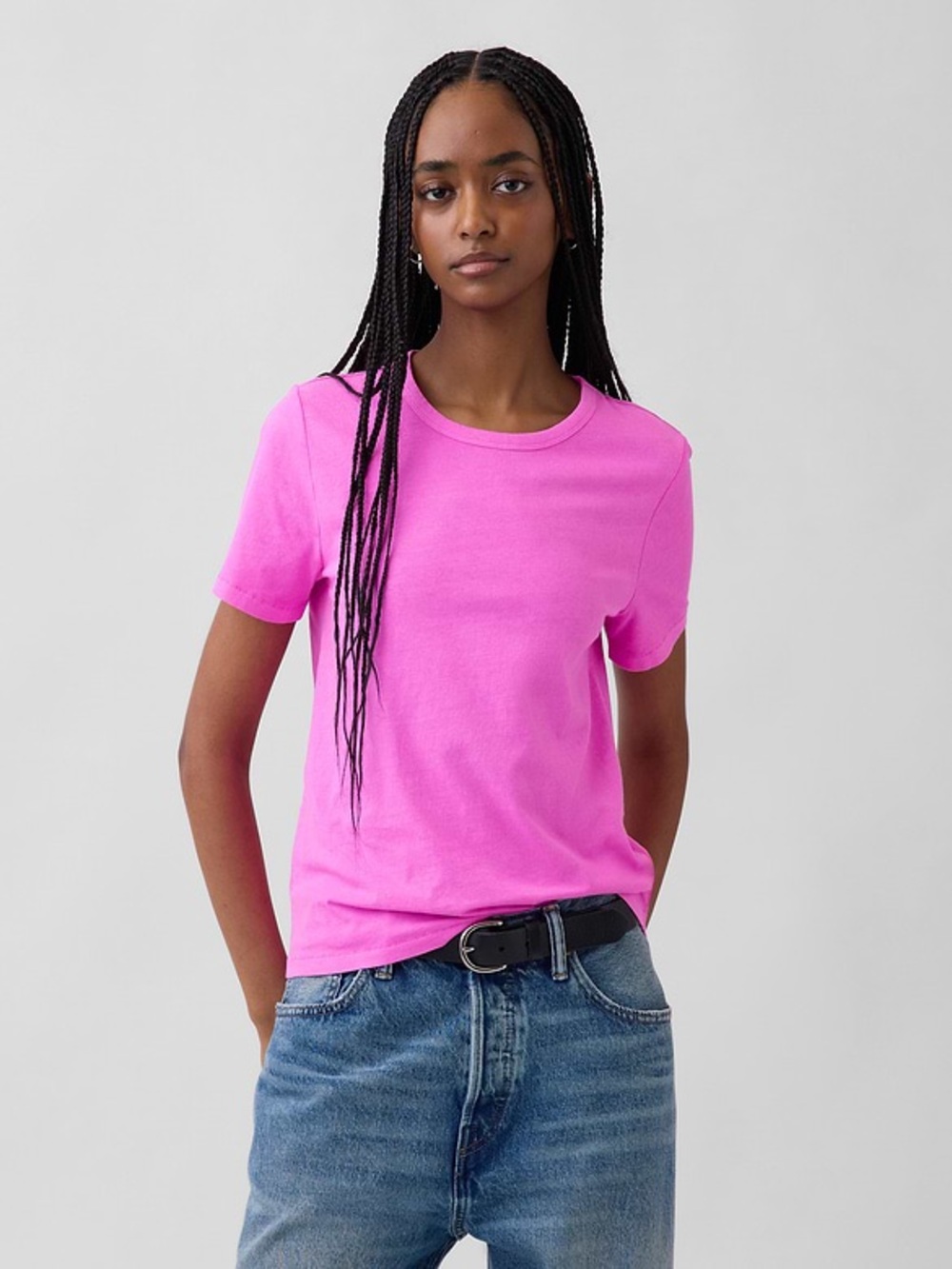 Gap Vintage Organic Cotton Classic Crewneck T-Shirt - Bright Pink EUC Size - M